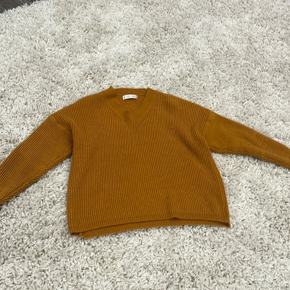 never worn brownish-orange cropped sweater. size xl but fits like a medium/large